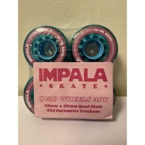Set Of 4 Impala Roller Skate Wheels Set 58mm x 32mm 82A New Sealed Blue Sparkle